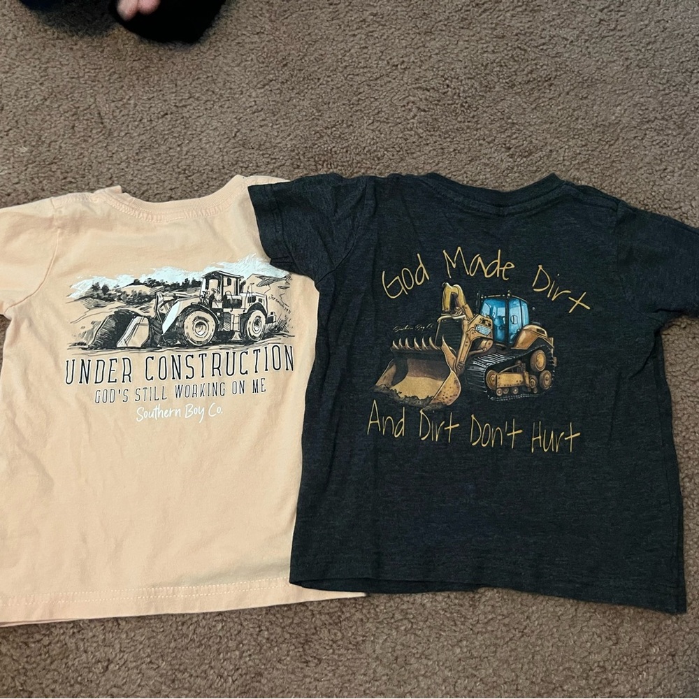 Kids Construction T-Shirts - Black and Tan